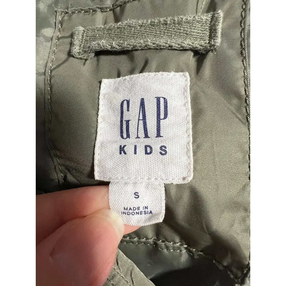 Gap Kids Bomber Jacket Boys Olive Green Utility Flight Jacket Size S 6-7